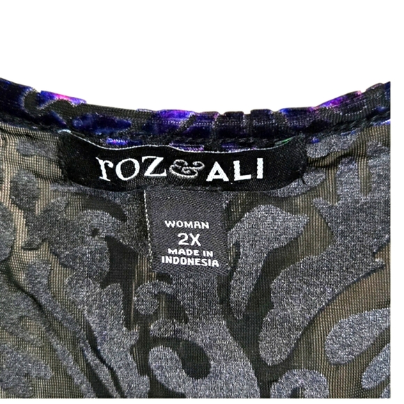 Burned Velvet Tunic Dark Romantic Fairygoth Witchy Whimsygoth Purple & Black 2X - Picture 8 of 9